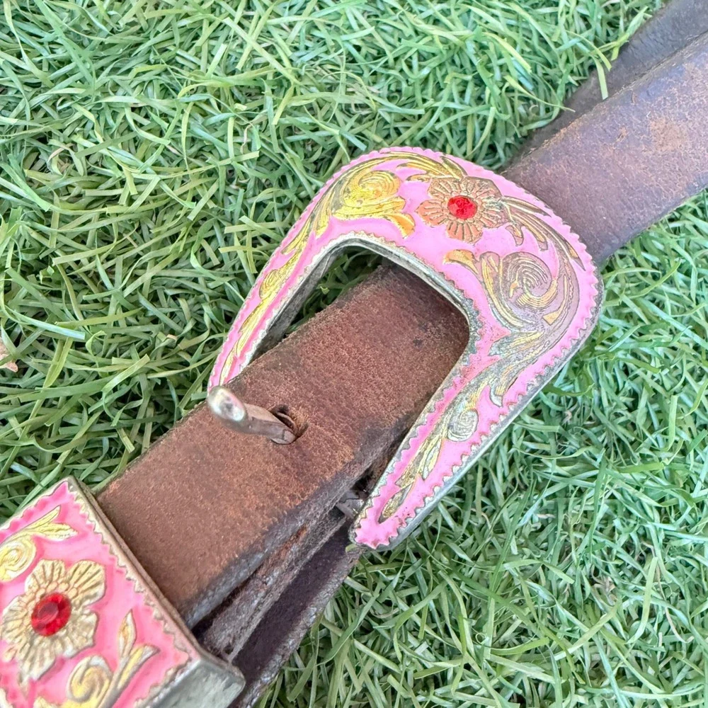 Western Horse Breast Collar‎ Pink Rhinestone Buckle Leather